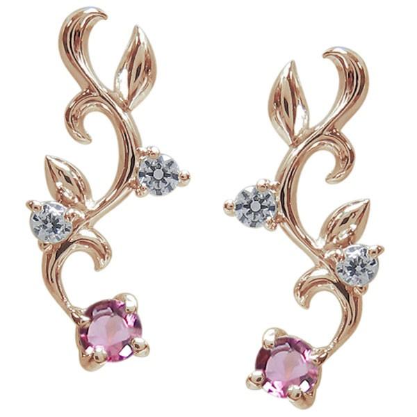 アラベスク ピアス ピンクトルマリン ピアス K10 唐草 ピアス