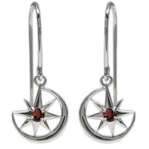 フックピアス プラチナ ガーネット 月 ピアス 星 ピアス クリスマス ポイント消化