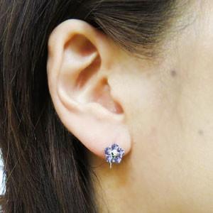 フラワー ピアス タンザナイト K18ピアス 外れにくい ピアスの画像