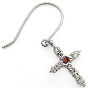 クロス ピアス フック ピアス 10金 ガーネット ピアス_3