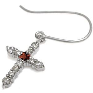 ガーネット ピアス クロス フックピアス K18 レディース_5