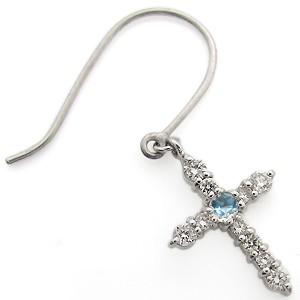 クロス ピアス フック ピアス 10金 ブルートパーズ ピアス_3