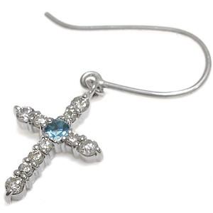 クロス ピアス フック ピアス 10金 ブルートパーズ ピアス_5