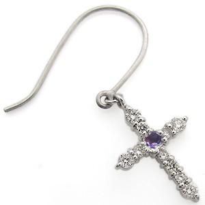 アメジスト ピアス クロス フックピアス K18 レディース_3