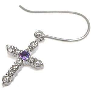 アメジスト ピアス クロス フックピアス K18 レディース_5