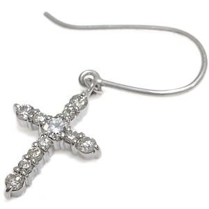 クロスピアス 1Pダイヤモンド クロス ピアス フック 10金 ダイヤモンド : PLEJOUR (プレ