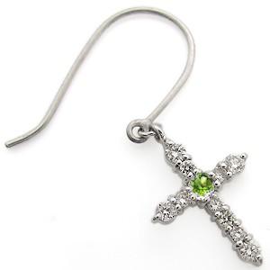 クロス ピアス フック ピアス 10金 ペリドット ピアス_3