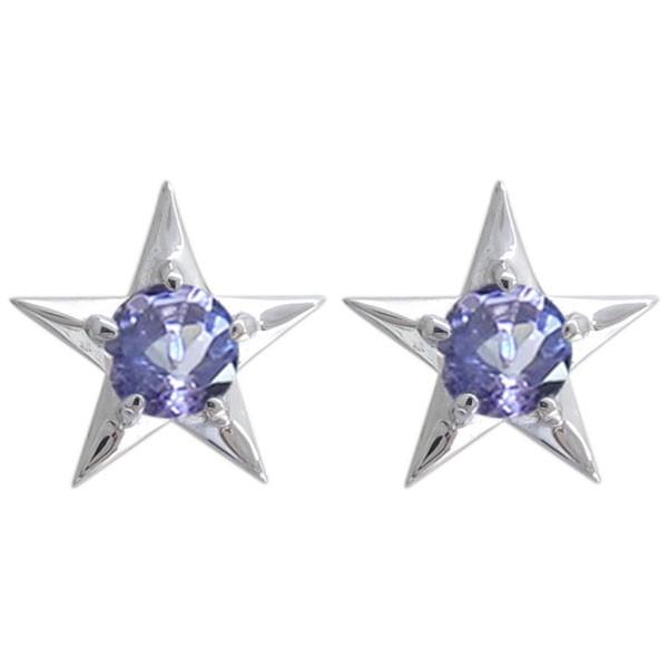プラチナ スターピアス 星 タンザナイトピアス レディース クリスマス ポイント消化
