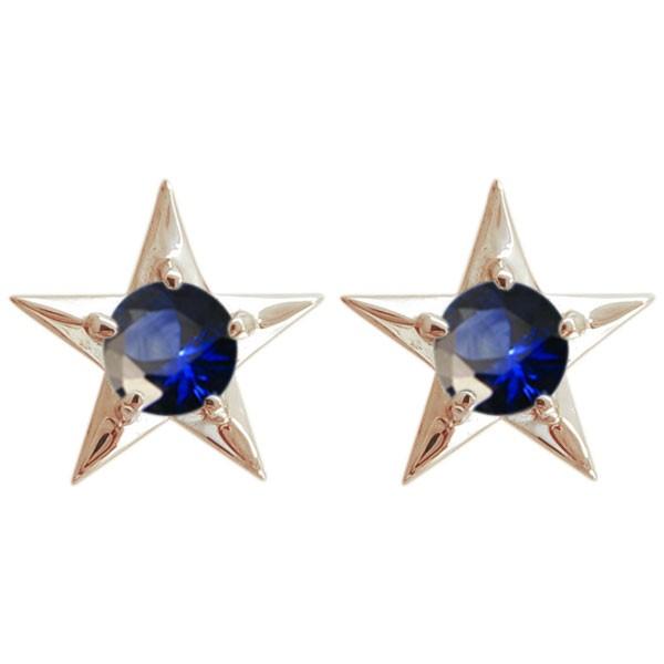 スターピアス サファイア 星ピアス K10 メンズピアス : PLEJOUR (プレ