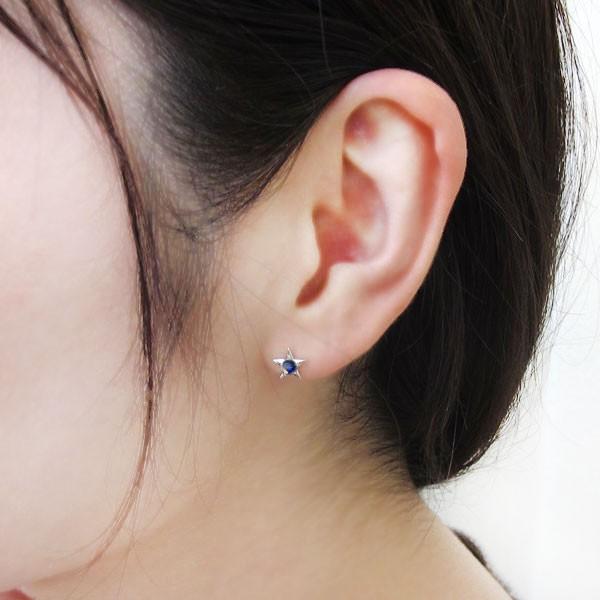 スターピアス サファイア 星ピアス K10 メンズピアス : PLEJOUR (プレ