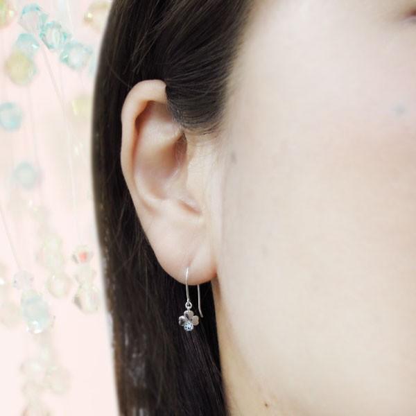 クローバーピアス 四つ葉 アクアマリンサンタマリア ピアス フックピアス 18金_2