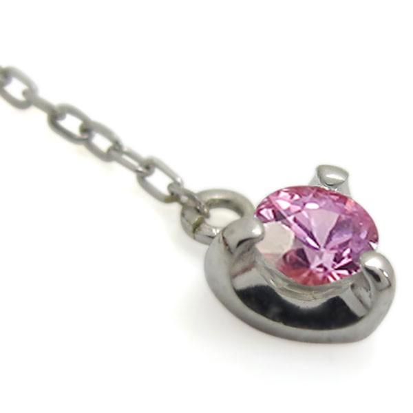 ハートピアス ピンクサファイア ロングピアス 一粒 ハートピアス_4
