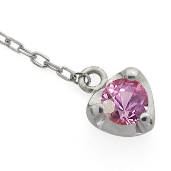 ハートピアス ピンクサファイア ロングピアス 一粒 ハートピアス_5