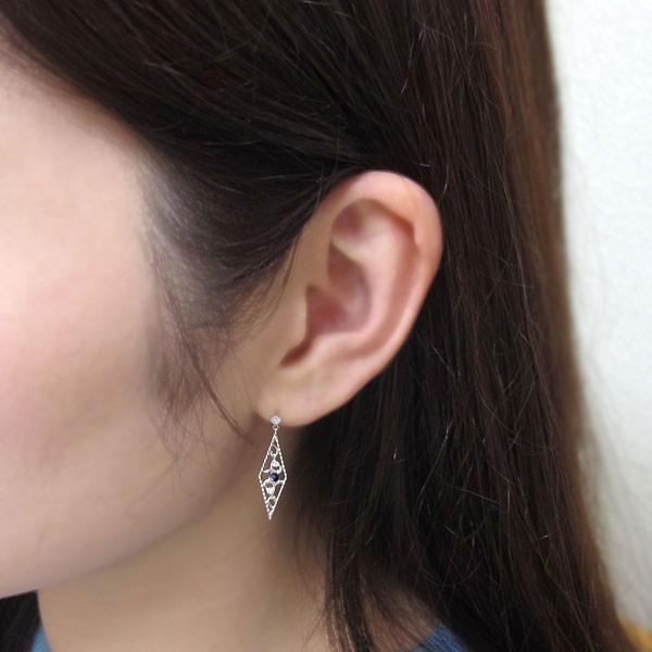 【新品】★K18 サファイアのスクエアカットピアス18金 天然石 華奢アクセ スクエアピアス サファイア ピアス ミル打ち K18 : PLEJOUR (プレ