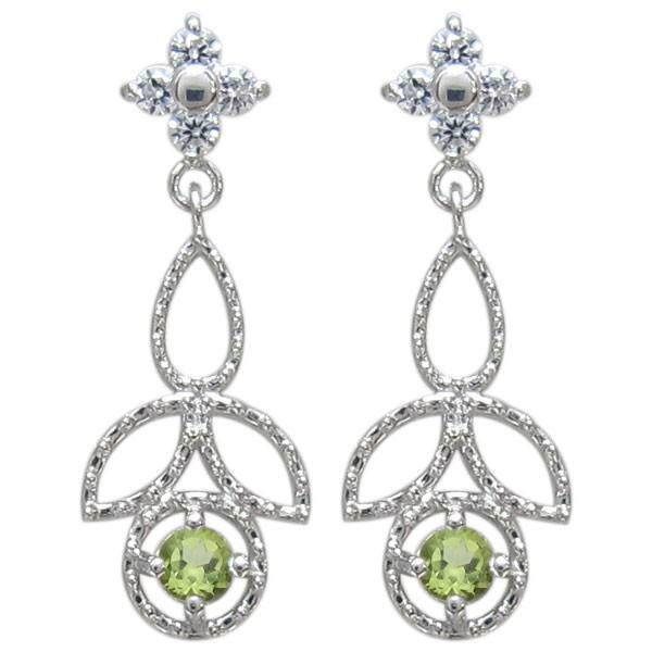 プラチナ ペリドットピアス アンティークピアス 葉っぱ リーフピアス クリスマス ポイント消化