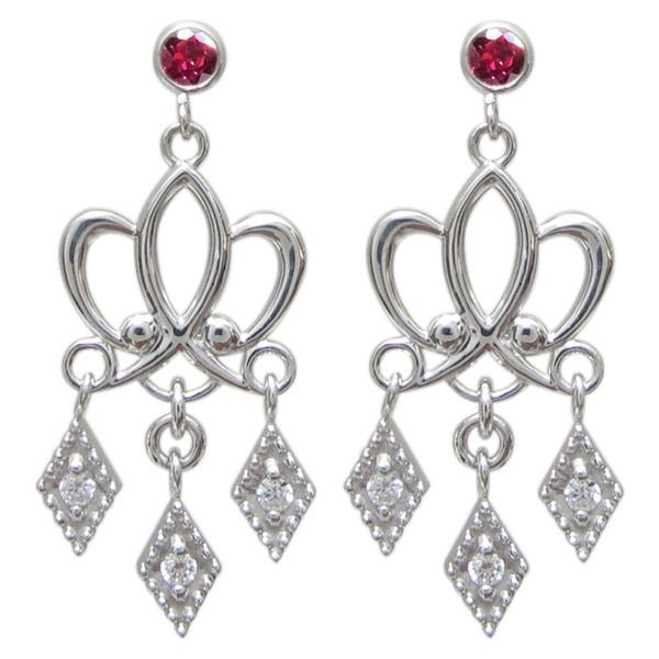 プラチナ ルビー クラウンピアス シャンデリアピアス クリスマス ポイント消化