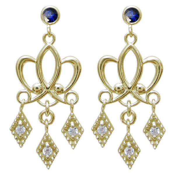 サファイア 王冠 シャンデリアピアス クラウンピアス 上品