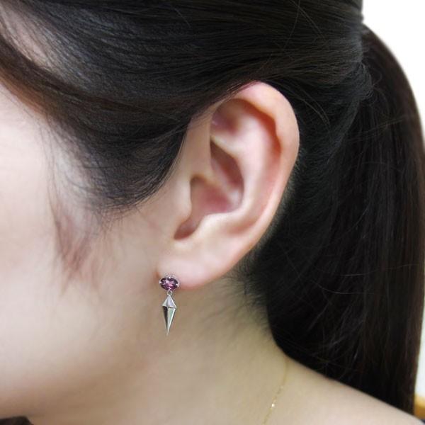 K18 メンズピアス ロードライトガーネット スタッドピアス : PLEJOUR