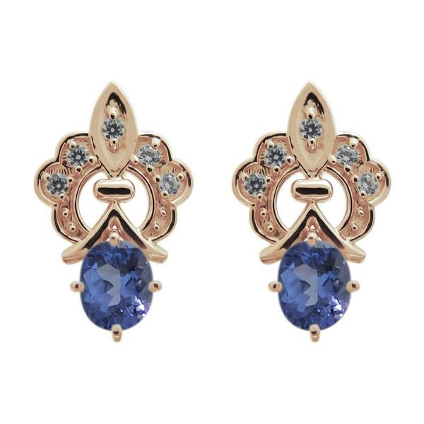 タンザナイト ピアス 百合の紋章 エレガント ピアス 10金