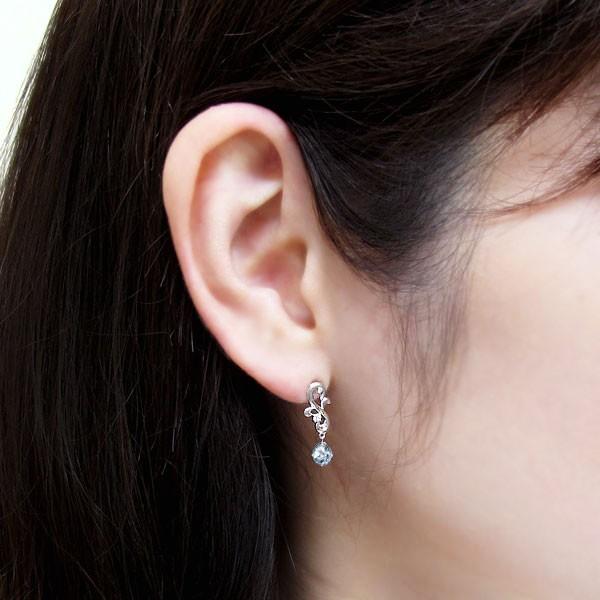 18金 オーバル 誕生石 アラベスク ピアス アクアマリンピアス_2