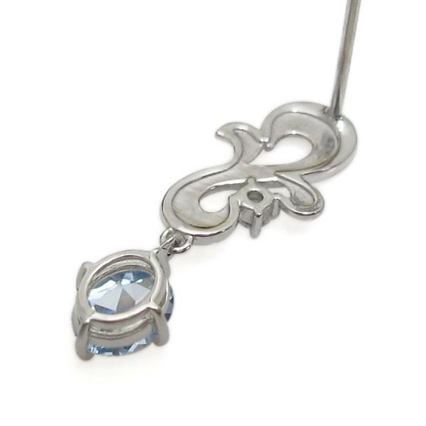 18金 オーバル 誕生石 アラベスク ピアス アクアマリンピアス_3