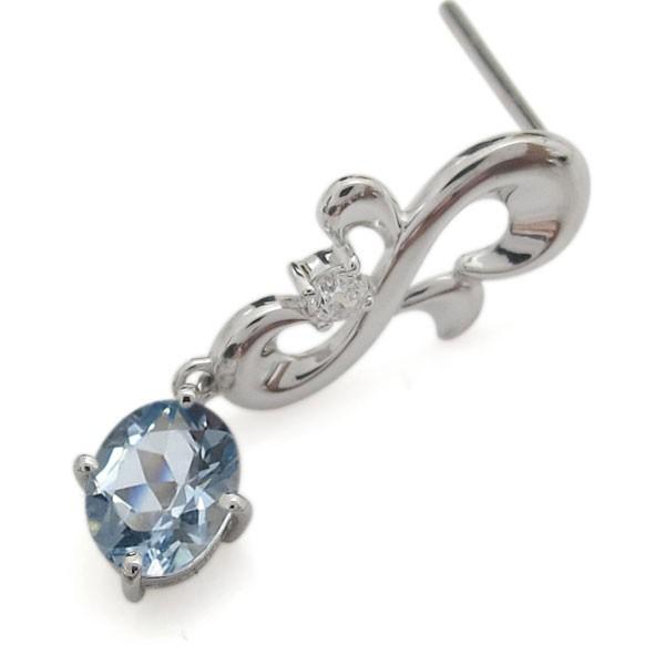 18金 オーバル 誕生石 アラベスク ピアス アクアマリンピアス_4
