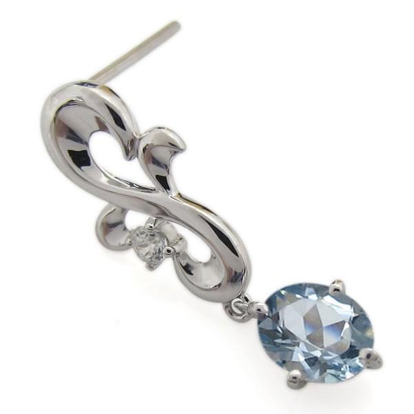 18金 オーバル 誕生石 アラベスク ピアス アクアマリンピアス_5