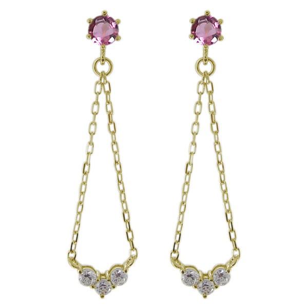 ピアス 10月誕生石 トリロジー スタッドピアス レディース 18金 揺れる