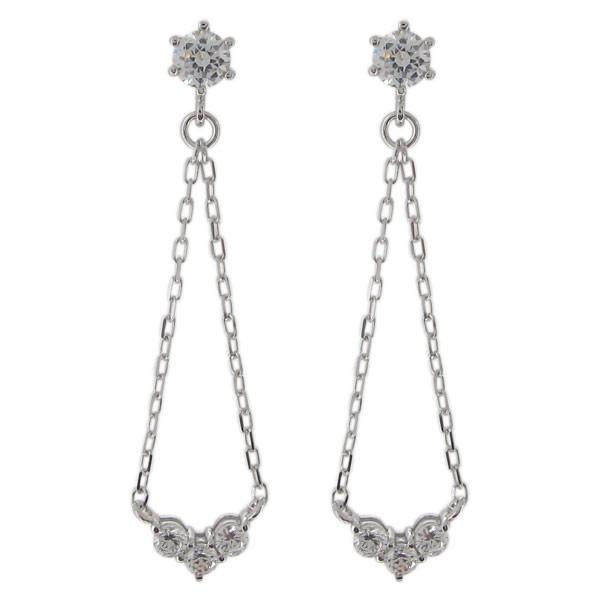 スイングピアス ダイヤモンド スタッドピアス レディース プラチナ