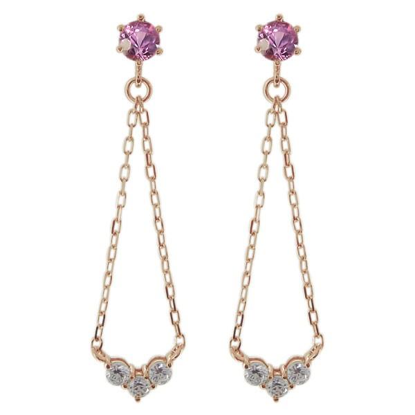 ピアス 9月誕生石 トリロジー スタッドピアス レディース 18金 揺れる_1