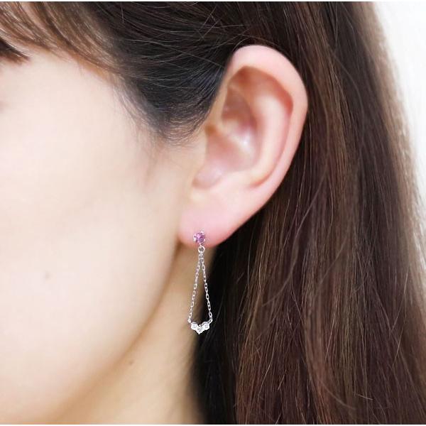 ピアス 9月誕生石 トリロジー スタッドピアス レディース 18金 揺れる_2