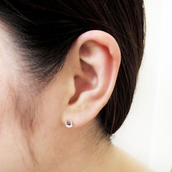 ホースシュー レディースピアス 1月誕生石 10金 馬蹄 約 ホースシュー 馬蹄