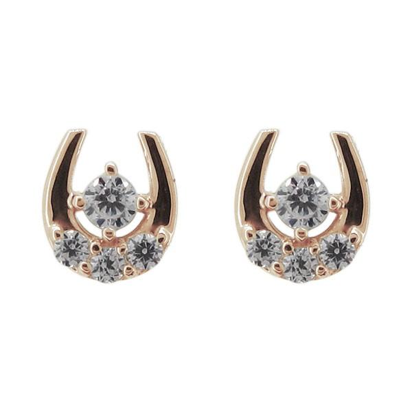 馬蹄　18kレディースピアス　ダイヤモンド　値下げ歓迎 ダイヤモンドピアス レディース 18金 馬蹄モチーフ ホースシュー