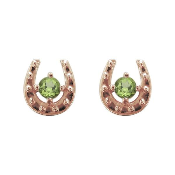 レディース スタッドピアス ホースシュー ペリドット ピアス 18金_1