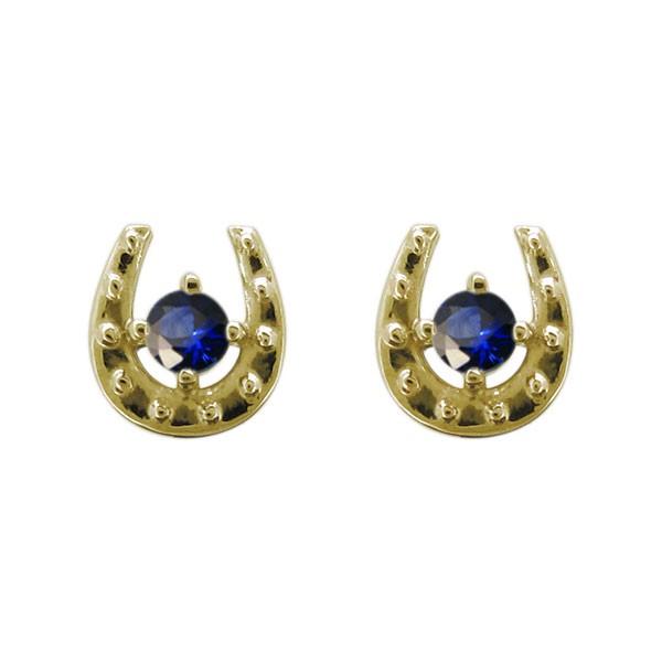 レディース スタッドピアス ホースシュー サファイア ピアス 18金