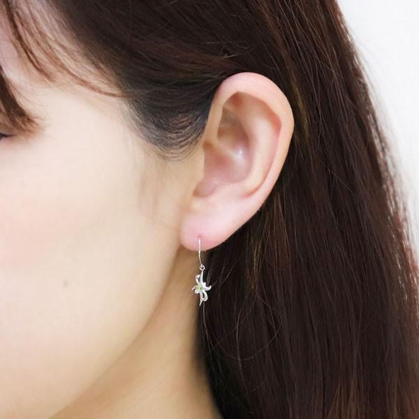 ピアス クロス 十字架 ペリドット 8月誕生石 プラチナ フックピアス クリスマス ポイント消化_1