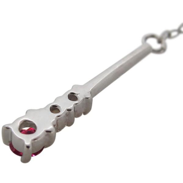 ルビー ピアス プラチナ シンプル ゆれる ロングピアス レディース