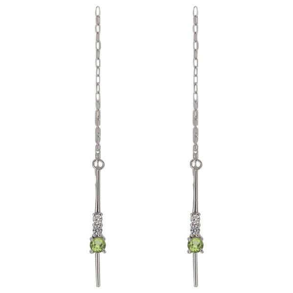 1692 ペリドット　ロングピアス ペリドット ピアス プラチナ シンプル ゆれる ロングピアス レディース