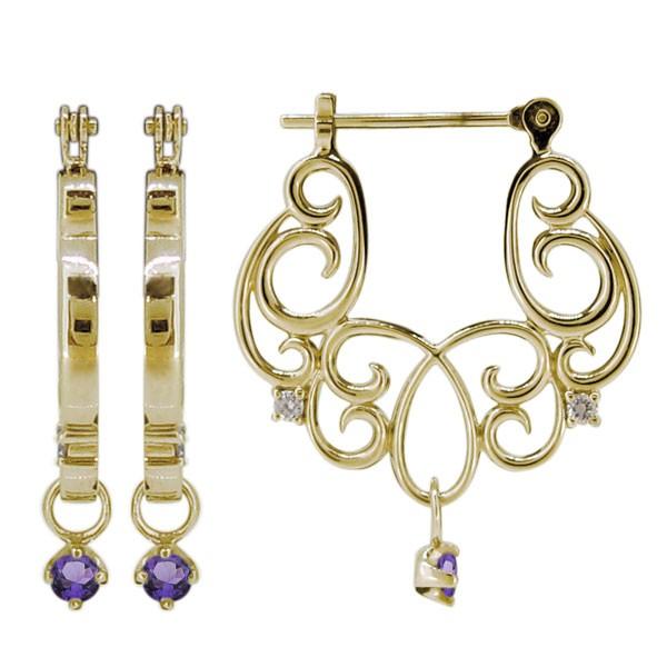 【公式】 ピアス レディース 人気 フープ アメジスト 10金 唐草 クロッシング 【Z8951958509】(32201円)