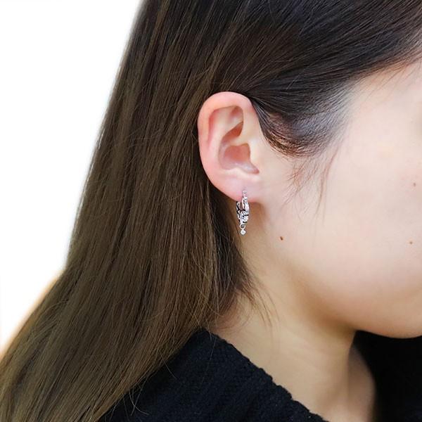 プラチナ ピアス フープ Pt900 クロッシング ダイヤモンド 大人 かわいいの画像