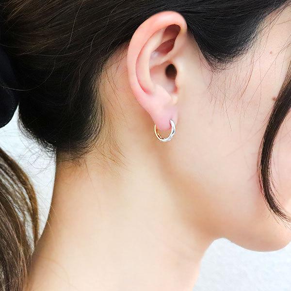 リバーシブル k18 ピアス プラチナ フープ レディース 人気 両耳セット 
