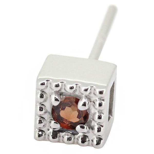 ピアス 18k レディース シンプル スクエア 一粒 天然石 ガーネット k18 ピンク イエロー k18 約4