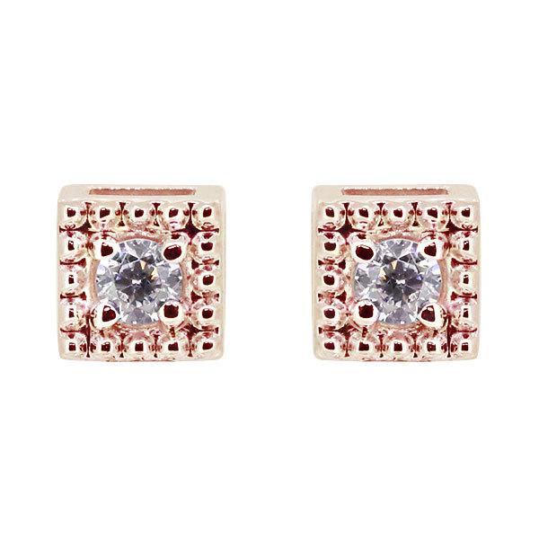 ピアス スクエア シンプル ダイヤモンド 4月誕生石 スタッドピアス 