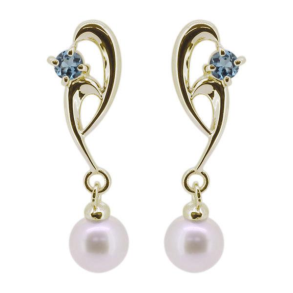 揺れる パール ピアス 18k シンプル 真珠 淡水パール アメジストピアス レディース