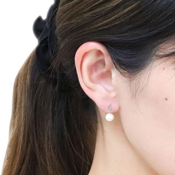 パール ピアス フック 小さめ 小ぶり シルバー925 誕生石 5月 エメラルド 両耳_6