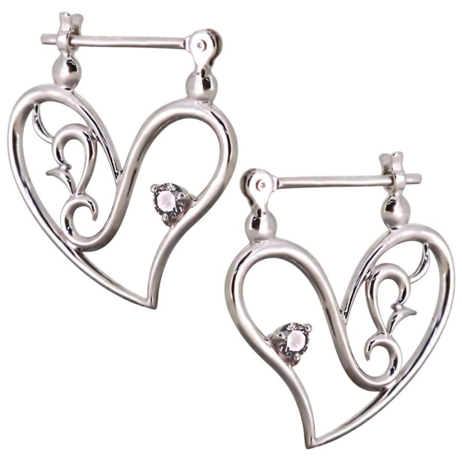 ピアス フープ レディース ハート フープピアス クロッシングピアス ダイヤモンドピアス プラチナ