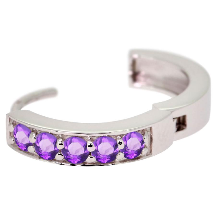 ピアス メンズ 18k フープピアス アメジスト 片耳 中折れ ピアス メンズ 18k フープピアス アメジスト 片耳 中折れ