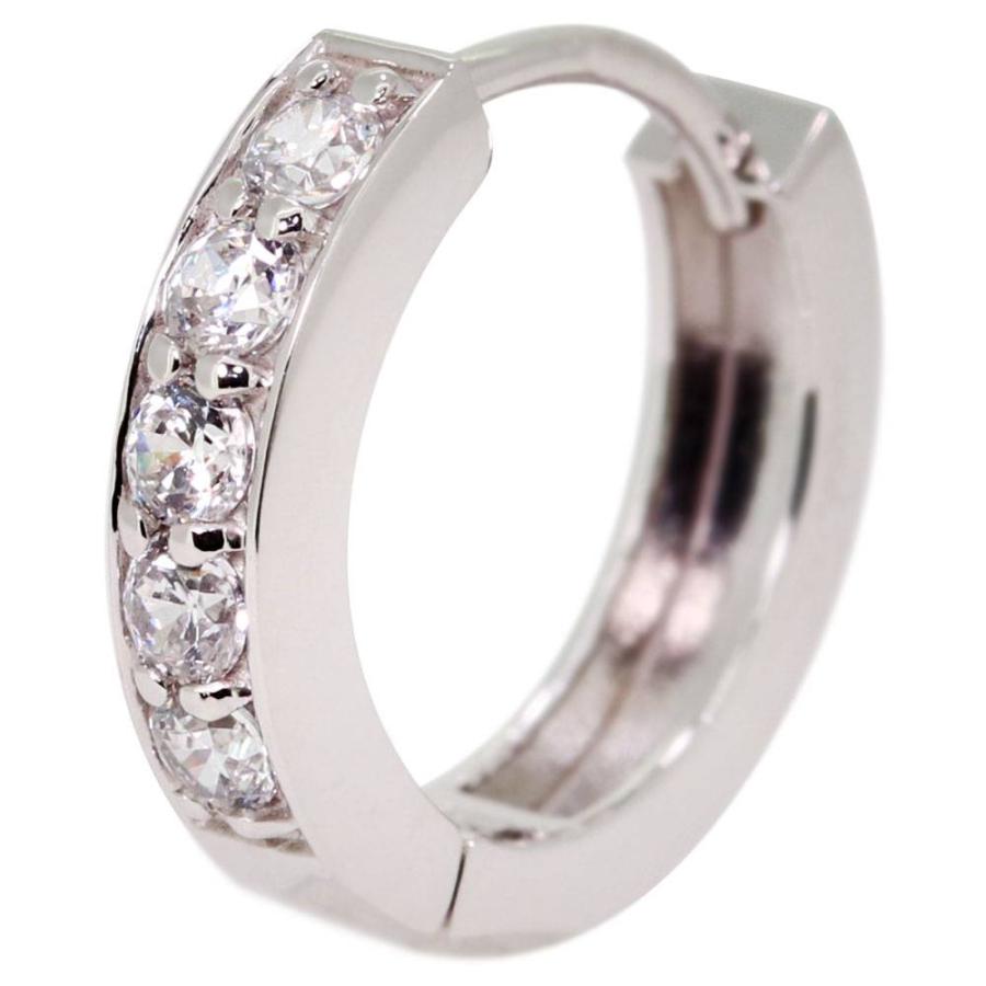 フープピアス メンズ ピアス プラチナ 誕生石 4月 ダイヤモンド 片耳