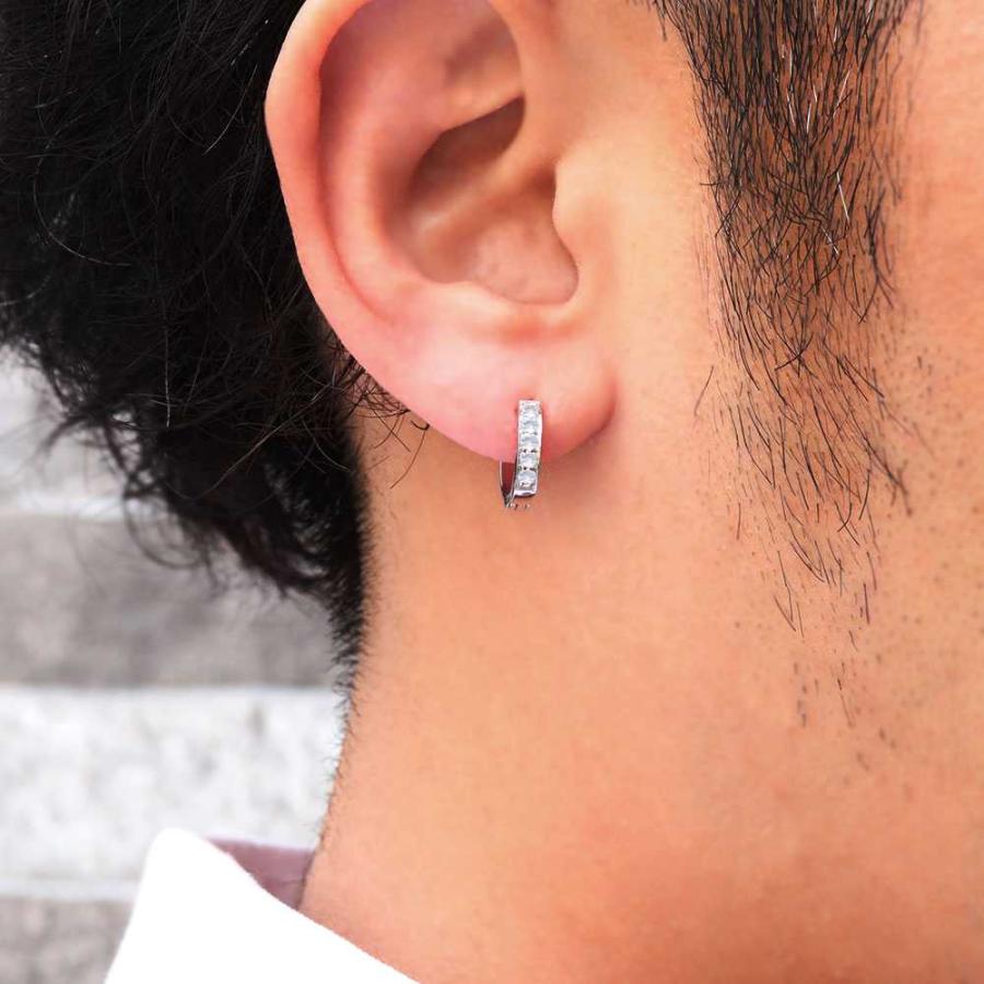 ピアス メンズ 18k フープピアス ロイヤルブルームーンストーン 片耳