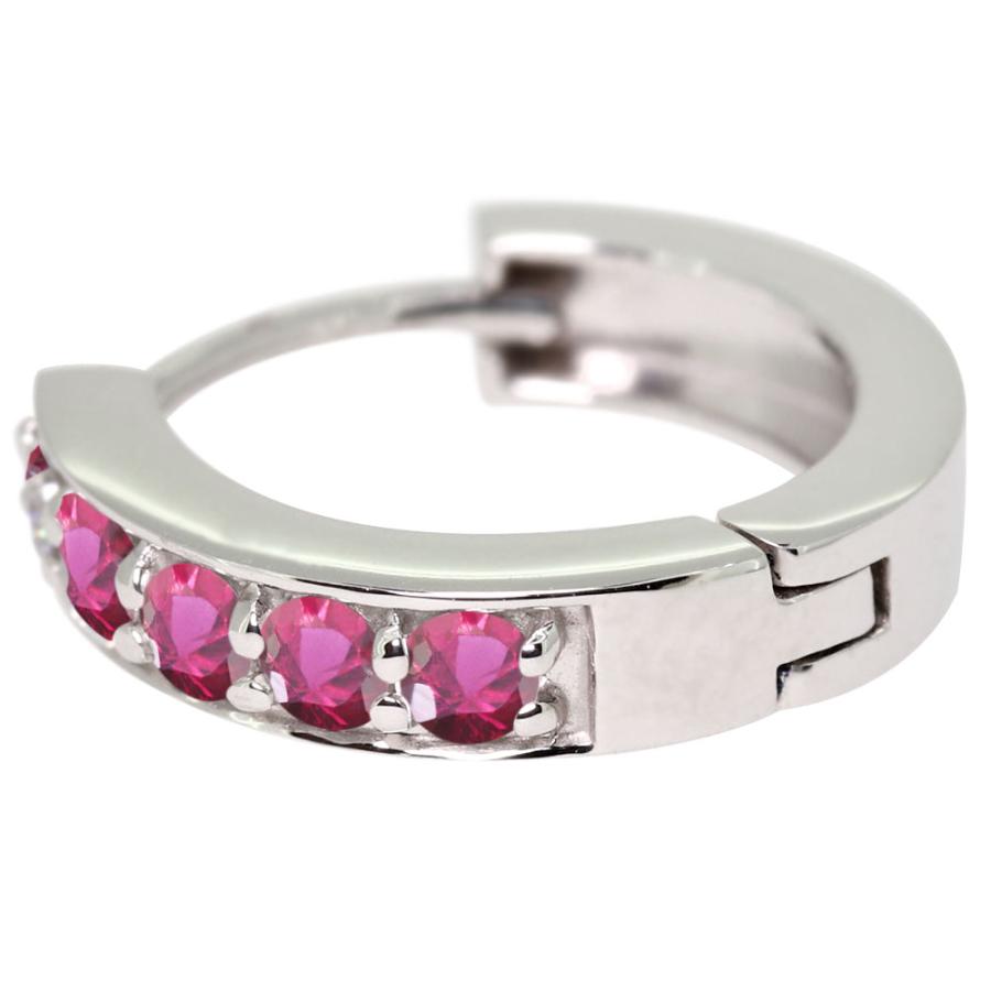 ピアス フープ 小さめ レディース 18k 18金 ゴールド 中折れ フープピアス ルビー_3